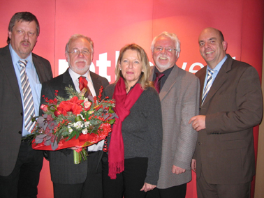 (v.l. Walter Mombrei, Reinhard Kahl, Hannelore Eckhardt, Karl-Heinz Stadtler, Dr. Edgar Franke)